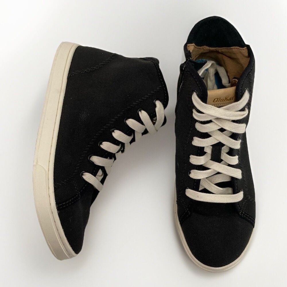 Olukai Pilahi High Top Sneakers Women’s 6 Black Casual Athleisure Shoes